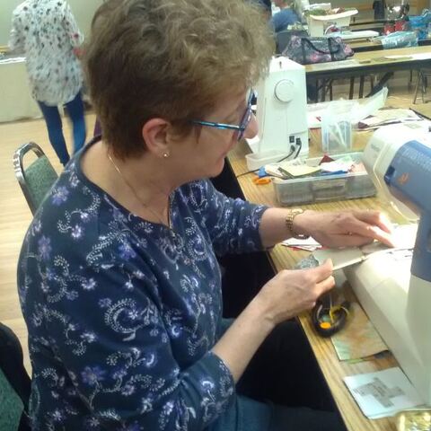 Yvonne sewing slab blocks